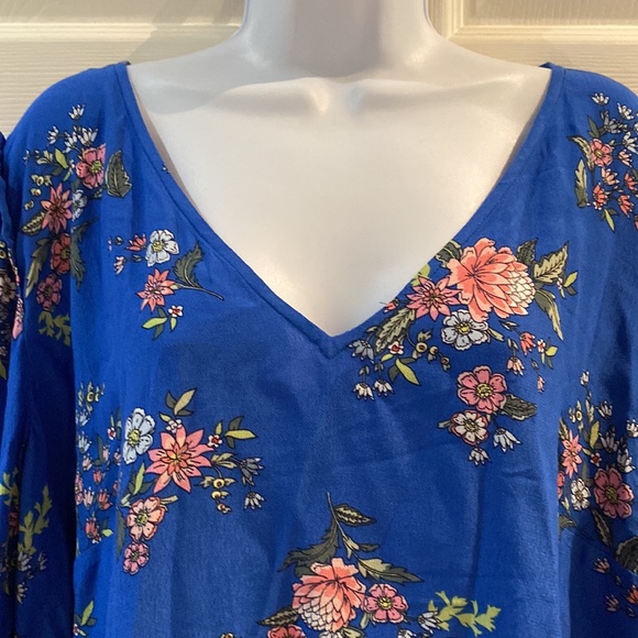 Loft Blue Floral Long Sleeve Blouse Top Plus Size 18 - Picture 5 of 10
